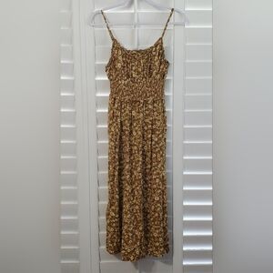 Sleeveless Fit & Flare Womens Medium Smocked Floral-Print Midi Cami Dress